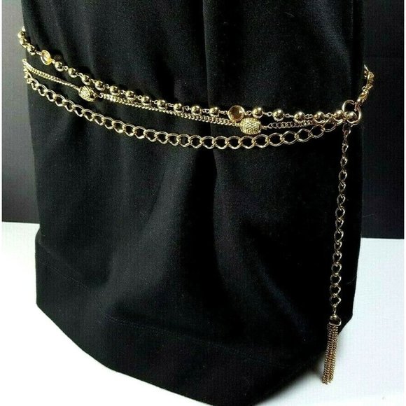 3 strand Rhinestone Metal link Chain 19bb4-45 - Picture 2 of 6